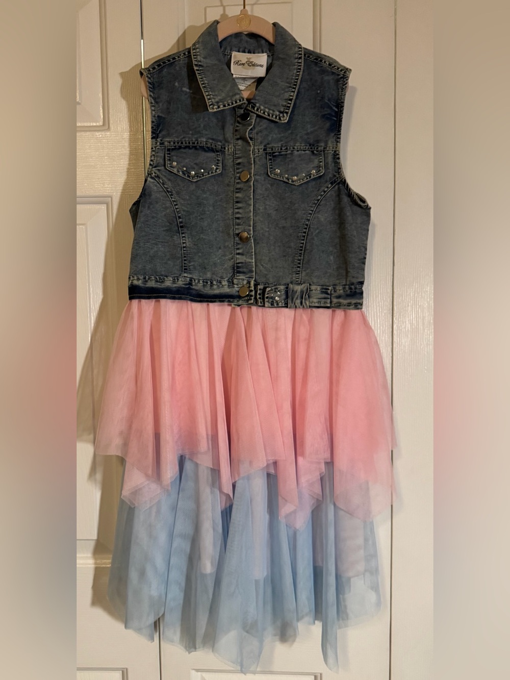 Denim Vest Pink & Light Blue Tulle Dress